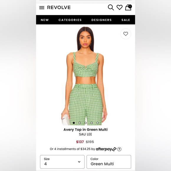 NWT SAU LEE Avery Top in Green Multi - Picture 2 of 7